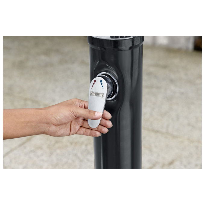 Bestway 58694 SolarFlow Doccia Solare da Giardino 8 L 218 cm base 50x50 cm colore Nero Acciaio Inox
