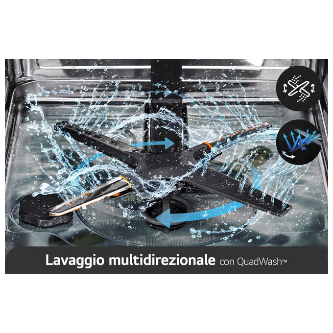 LG DB597TXS Serie 5 Lavastoviglie Incasso 14 coperti Classe A 43 dB QuadWash TrueSteam Wi-Fi (82x60x55 cm) colore Noble Steel