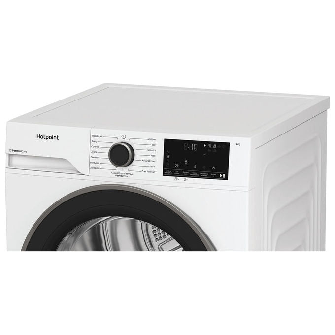 Hotpoint HPT 93D BS IT Délica Asciugatrice Pompa di Calore 9 Kg Classe D EasyIron PetHair Care (84.6x59.8x60.7 cm) colore Bianco