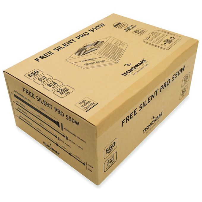 Tecnoware FAL551FSP12 Free Silent PRO Alimentatore PC ATX 550W PFC Attivo 4 SATA 1 PCIe 6+2 pin colore Nero