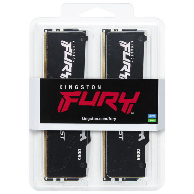 Kingston KF560C30BBEAK2-64 FURY Beast Kit Memoria RAM 64GB DDR5 6000MT-s CL30 288-pin DIMM RGB XMP EXPO colore Nero