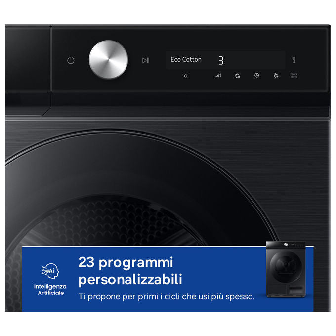 Samsung DV90DB8845GB Serie 8 Asciugatrice Pompa di Calore 9 Kg Classe A Wi-Fi AI Control QuickDrive (85x60x60 cm) colore Nero