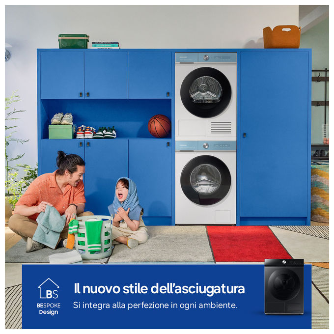 Samsung DV90DB8845GB Serie 8 Asciugatrice Pompa di Calore 9 Kg Classe A Wi-Fi AI Control QuickDrive (85x60x60 cm) colore Nero