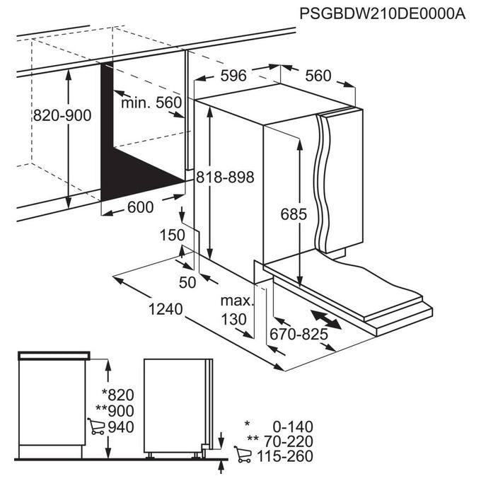 AEG FSE77717P Serie 7000 Lavastoviglie Incasso Totale 14 coperti Classe A 42 dB AirDry Inverter (82x60x56 cm) colore Nero