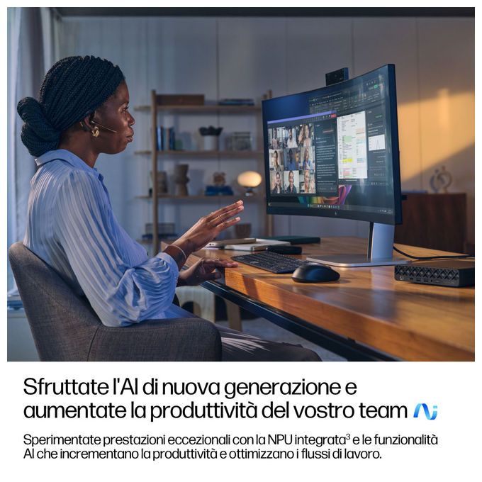 HP C61QPAT EliteDesk 8 Mini G1a Mini PC AMD Ryzen AI 7 350 32 GB DDR5 1 TB SSD NVMe Wi-Fi 7 Windows 11 Pro colore Nero