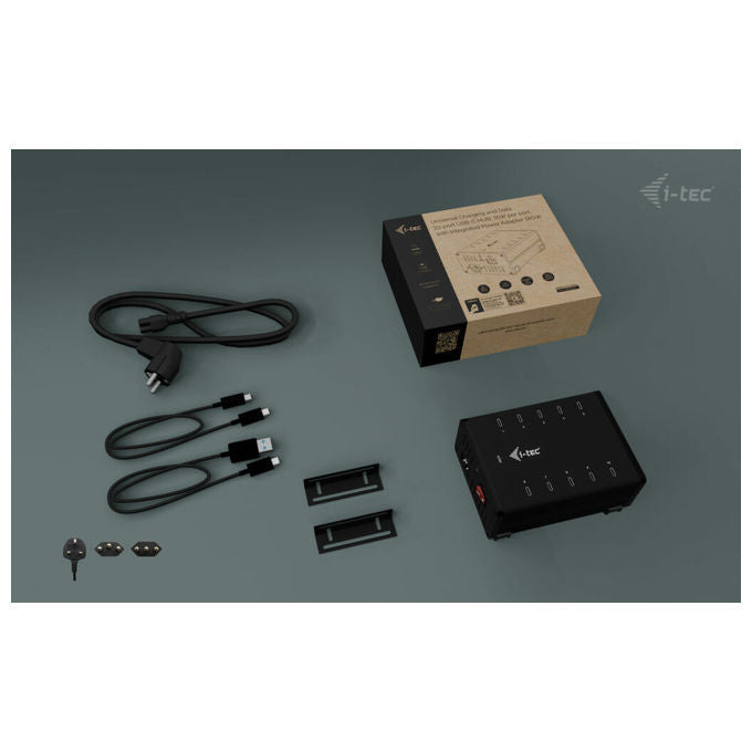 I-tec CACHRGHUB10C Hub USB-C USB-A 10 Porte Ricarica 15W per Porta 5 Gbps Adattatore Integrato 180W colore Nero