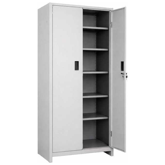 Prometal OS161K06175X Pratiko Armadio Metallico 2 Ante 4 Ripiani Regolabili con Serratura 60x40x180 cm colore Grigio