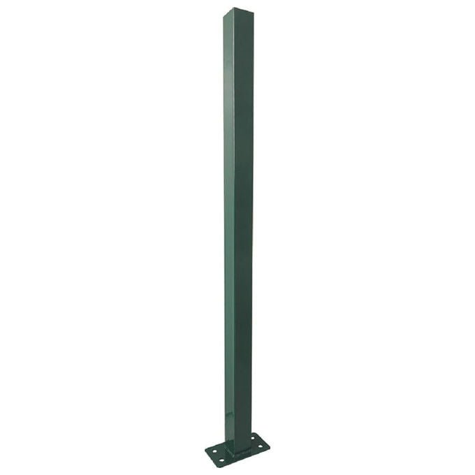 Vigor 68970 Paletto Quadro con Piastra Acciaio Plastificato Sezione 50x50 mm Altezza 110 cm colore Verde RAL 6005
