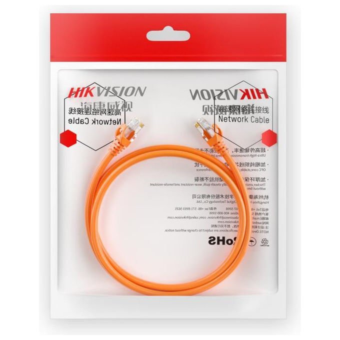 Hikvision DS-1NP6UEC0 Cavo Patch CAT6 U-UTP 24AWG Rame RJ45 10m colore Grigio