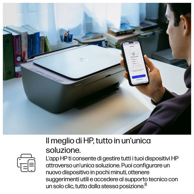 HP A24HWB DeskJet 2921 Stampante Multifunzione Inkjet All-in-One Stampa Copia Scansione Wi-Fi 4800x1200 DPI colore Grigio