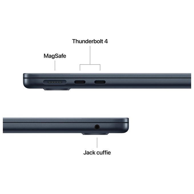 Apple MDHF4T-A MacBook Air 13'' Notebook Chip M5 CPU 10-core GPU 10-core 16GB SSD 1TB Wi-Fi 7 colore Mezzanotte