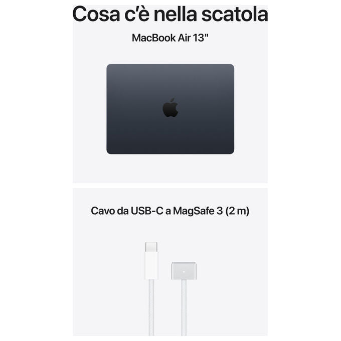 Apple MDHF4T-A MacBook Air 13'' Notebook Chip M5 CPU 10-core GPU 10-core 16GB SSD 1TB Wi-Fi 7 colore Mezzanotte