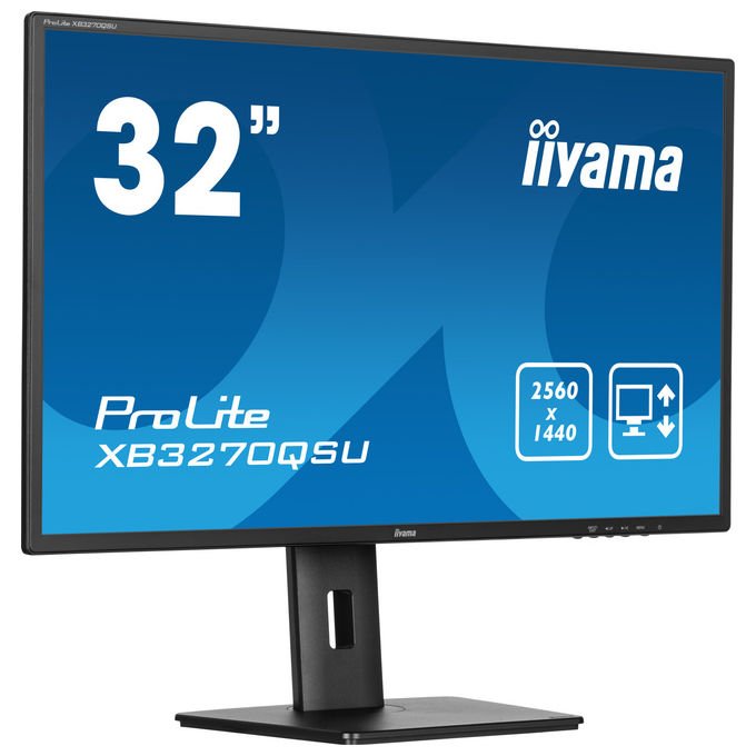 Iiyama XB3270QSU-B1 ProLite Monitor PC 31,5'' IPS QHD 2560x1440 100Hz 3ms AMD FreeSync Hub USB 3.2 Altoparlanti colore Nero