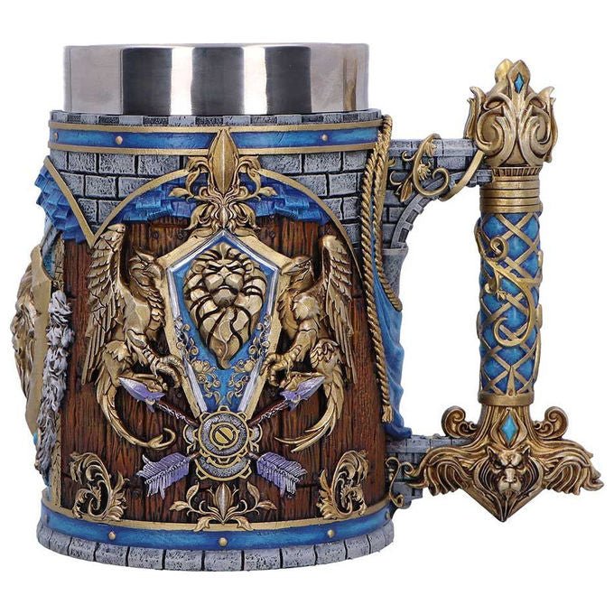 Nemesis Now B7323A26 World of Warcraft Alliance Tankard Boccale Decorativo in Resina con Inserto Acciaio Inox colore Multicolore