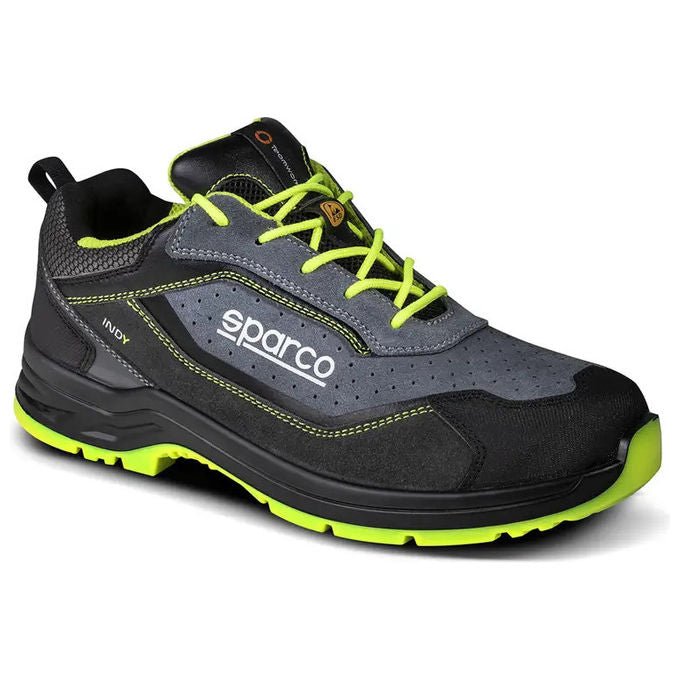Sparco 07539 Indy Texas Scarpe Antinfortunistiche S1P ESD Suola FLEXGRIP+ Ladder Grip EN ISO 20345:2022 Taglia 39 colore Grigio Giallo