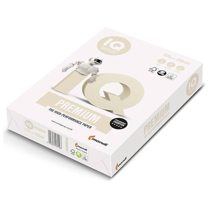 Mondi IQ Premium Carta A4 210x297mm 200gr Risma 250 Fogli FSC Laser Inkjet colore Bianco