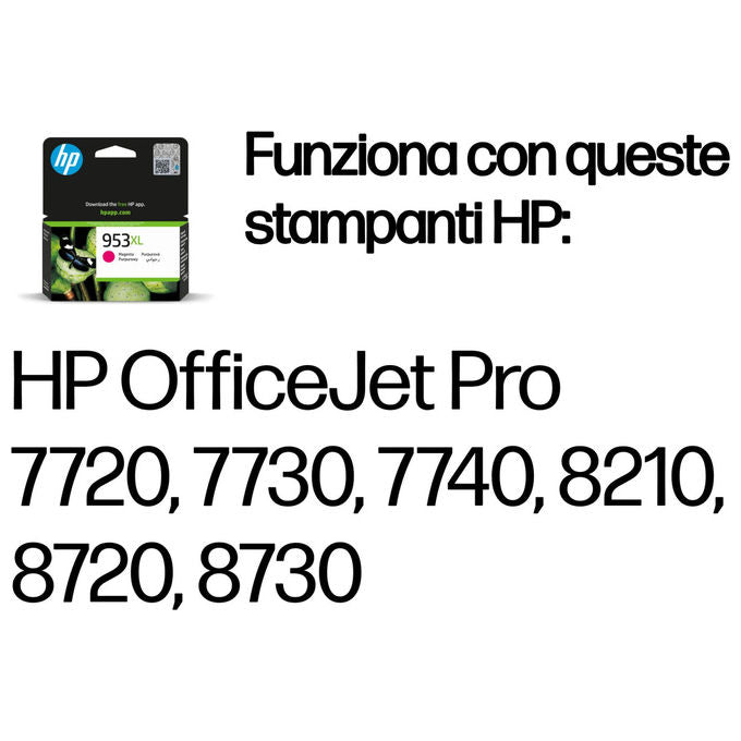 HP F6U17AE 953XL Cartuccia Inchiostro Alta Capacita' Inkjet a Base di Pigmento 1600 pagine colore Magenta