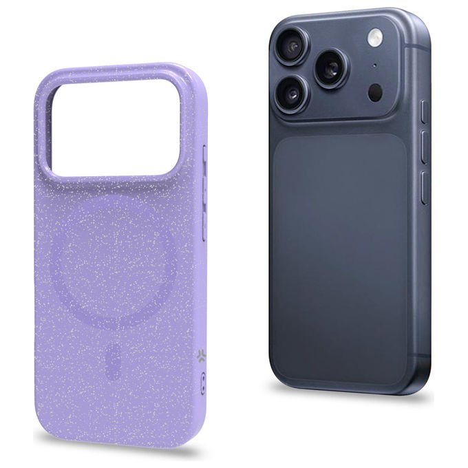 Celly COLMAGGLI1151VL Cover iPhone 17 Pro TPU MagSafe finitura glitterata colore Viola