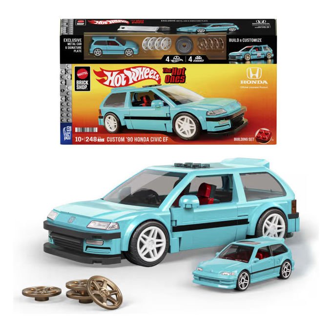 Mattel Brick Shop JHF62 Hot Wheels Speed Series Set Costruzioni Custom 90 Honda Civic EF 248 pezzi scala 1:32