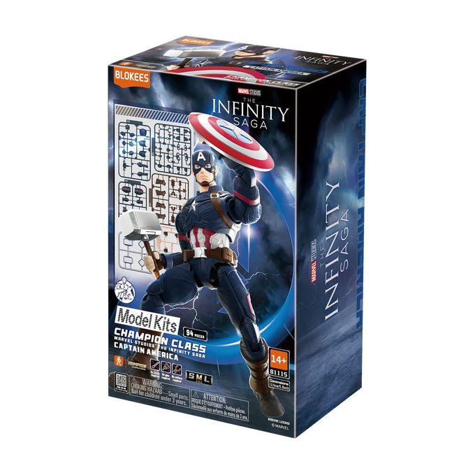 Blokees BLK81115 Marvel Infinity Saga Champion Class Model Kit Capitan America 94 pezzi Snap Fit colore Multicolore