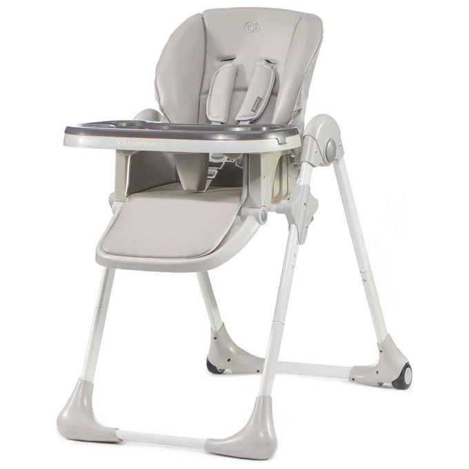 Kinderkraft KKKYUMMGRY0000 Yummy Seggiolone Pappa Pieghevole Regolabile 7 Altezze Schienale 3 Posizioni Cintura 5 Punti colore Grigio