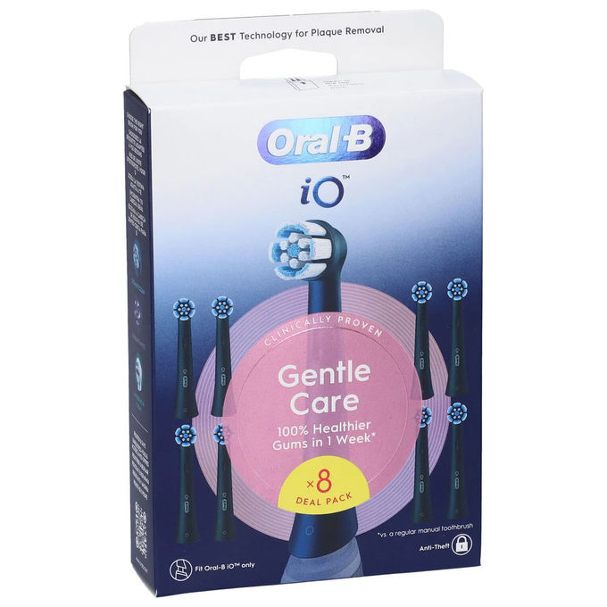 Oral-B 8700216778602 iO Gentle Care Testine di Ricambio per Spazzolino Elettrico 8 Pezzi Gengive Sensibili colore Nero