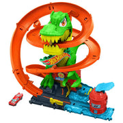 Hot Wheels JBM73 City T-Rex Battaglia Infuocata Playset Pista con Dinosauro e Camion Pompieri Die-Cast 1:64 4+ Anni colore Multicolore