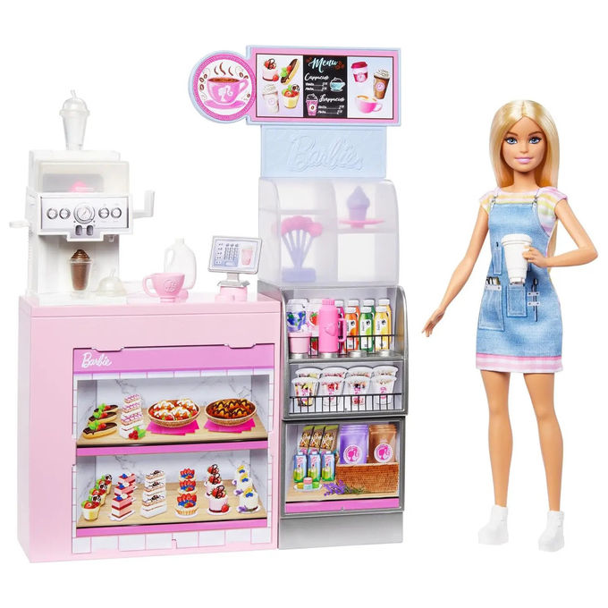 Barbie HXN94 Career Playset Caffetteria con Bambola Barista e 12 Accessori per Bambini 3+ anni colore Multicolore
