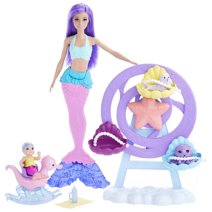 Barbie HLC30 Dreamtopia Bambola Sirena con Piccoli Giostra e Accessori 9 pz 3+ Anni colore Multicolore