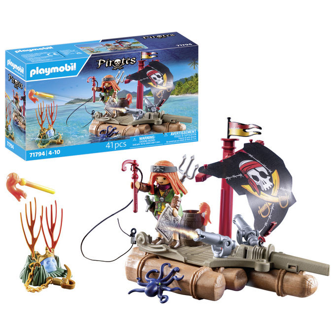 Playmobil 71794 Pirates Zattera dei Pirati con Personaggio e Accessori 41 Pezzi eta' 4 anni colore Multicolore
