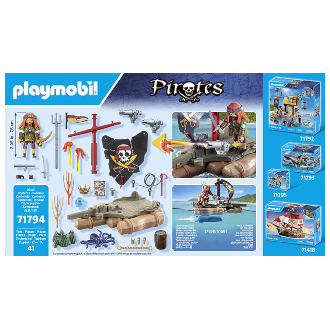 Playmobil 71794 Pirates Zattera dei Pirati con Personaggio e Accessori 41 Pezzi eta' 4 anni colore Multicolore