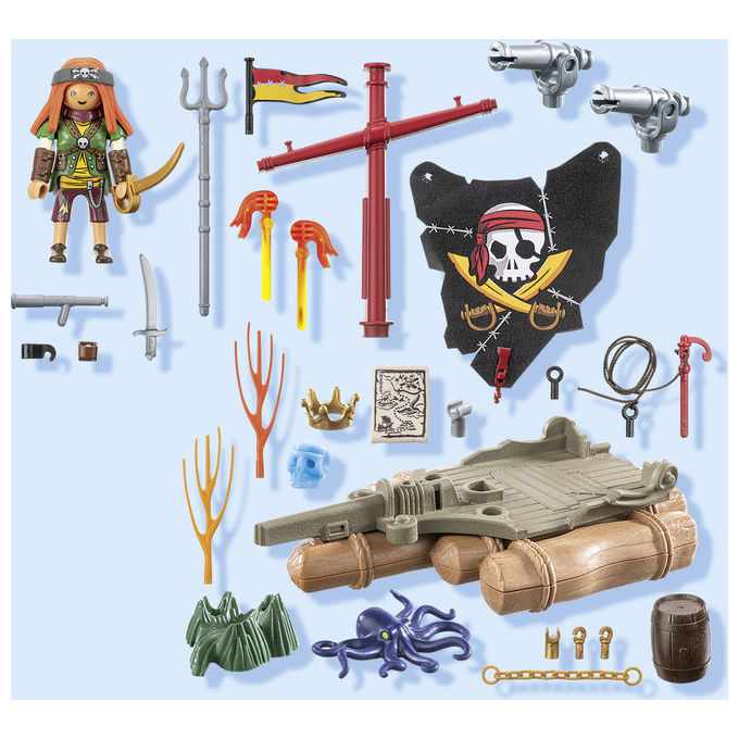 Playmobil 71794 Pirates Zattera dei Pirati con Personaggio e Accessori 41 Pezzi eta' 4 anni colore Multicolore