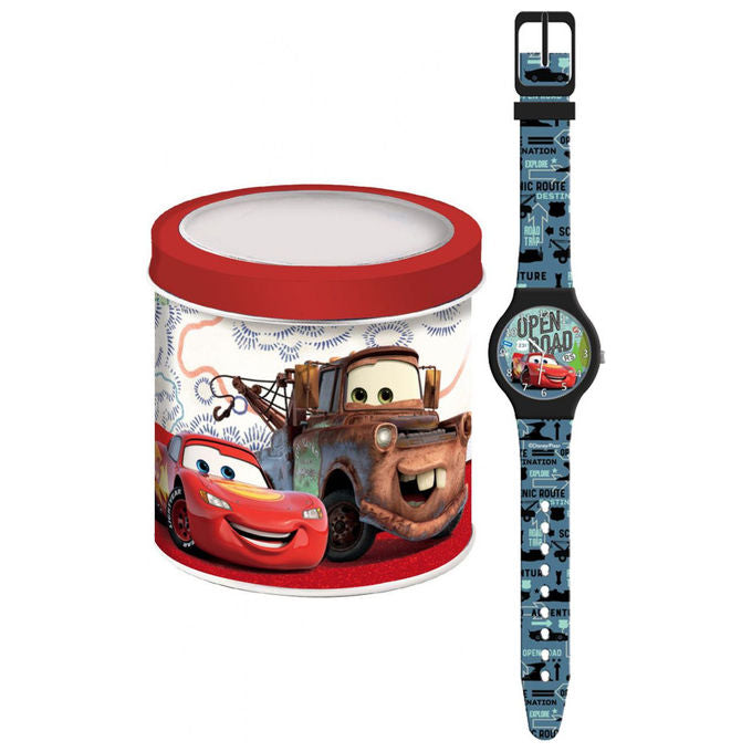 Disney 563503 Cars Orologio da Polso Analogico Quarzo Cassa 34 mm Plastica Impermeabile agli Schizzi Box Latta