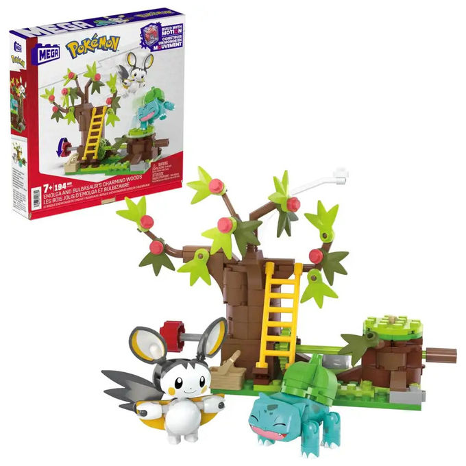 Mega HTH69 Pokémon Adventure Builder Set Costruzione Bosco Incantato Emolga Bulbasaur 194 Pezzi 7+ Anni