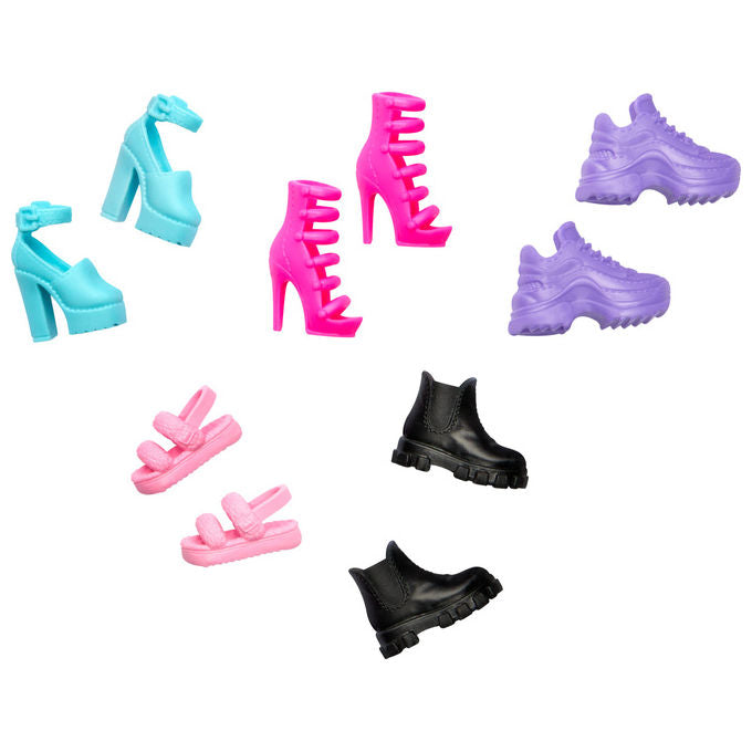 Barbie HWV71 Scarpe Fashion per Bambola Set 5 Paia Accessori Bambola Moda colore Multicolore