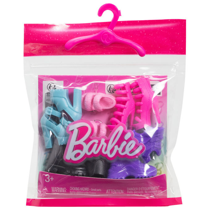 Barbie HWV71 Scarpe Fashion per Bambola Set 5 Paia Accessori Bambola Moda colore Multicolore