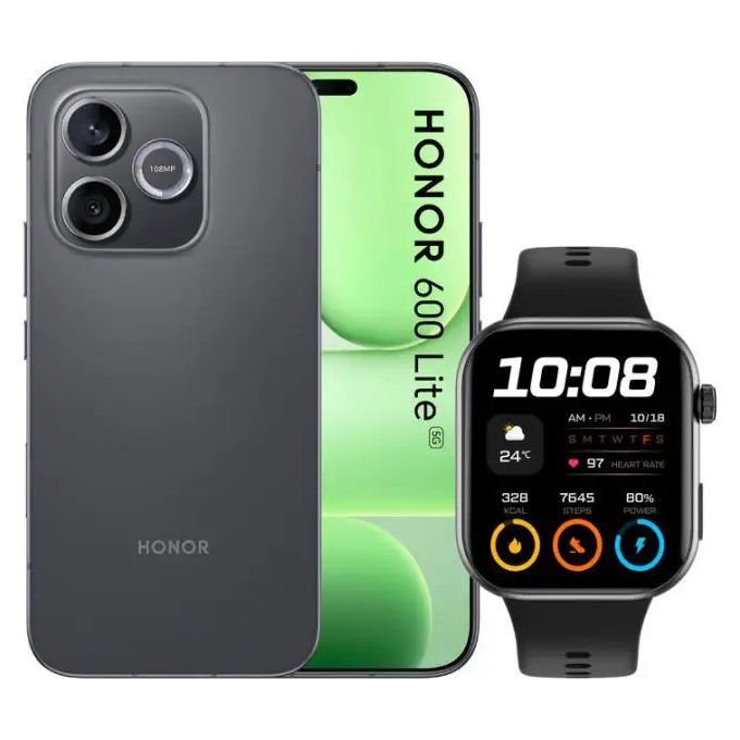 Honor BUNDLE HONOR 600 LITE W2I Smartphone 6.6'' AMOLED 8GB 256GB 5G Smartwatch 14 giorni colore Nero