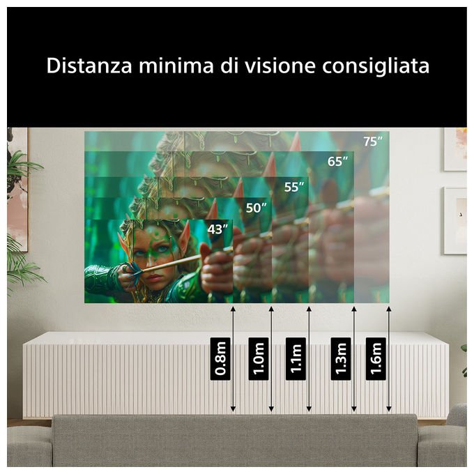 Sony K-75S25M2 BRAVIA 2 II TV 75'' 4K Ultra HD LCD Direct LED Google TV Dolby Atmos colore Nero