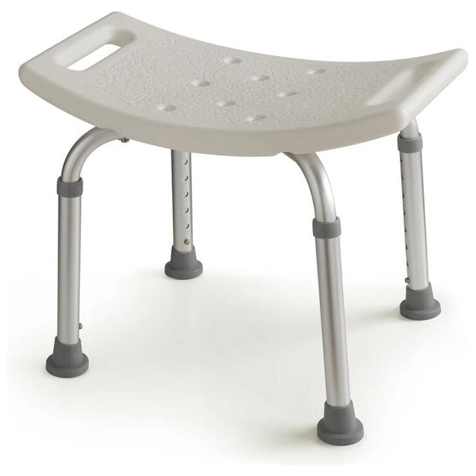 Gedy 107202 Friend Sgabello Bagno Regolabile 4 Gambe Alluminio Polietilene Antiscivolo Portata 100 Kg colore Bianco