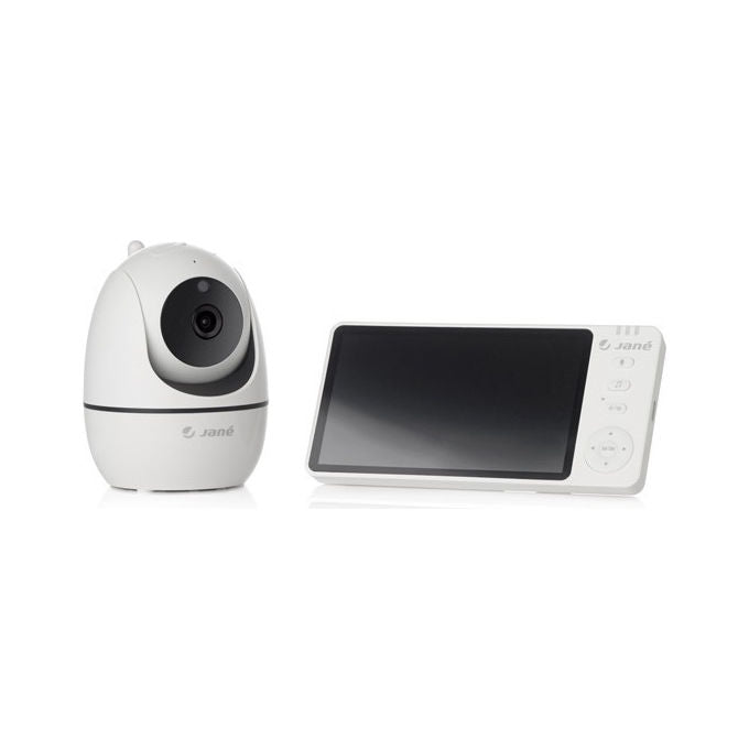 Jané 050471C01 Eye Pro Baby Monitor con Telecamera Motorizzata 355° Schermo 5'' HD Visione Notturna Audio Bidirezionale 8 Ninne Nanne colore Bianco