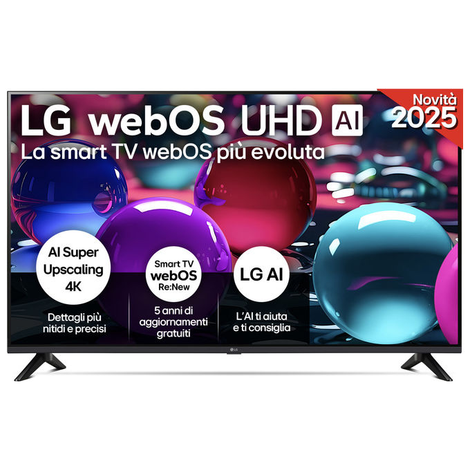 LG 43UA73006LA Smart TV LED 43'' 4K Ultra HD WebOS 25 α7 Gen8 HDR10 Game Optimizer 3 HDMI colore Nero