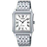 Casio MTP-B190D-7BVEF Collection Orologio Uomo Analogico Quarzo Cassa Rettangolare Acciaio 41x31.5mm Cinturino Acciaio colore Bianco