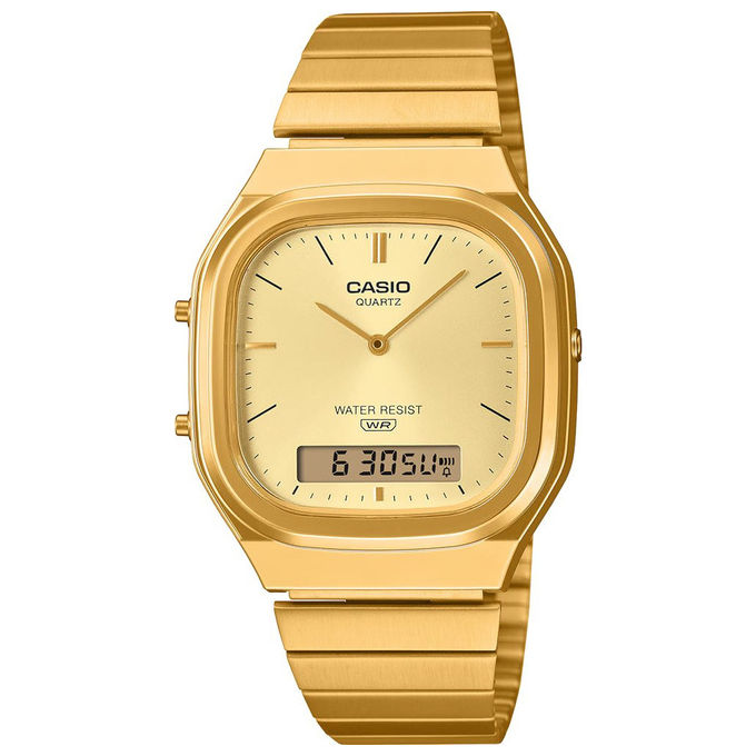 Casio AQ-240EG-9AEF Vintage Orologio Ana-Digi Quarzo Dual Time Calendario 36mm colore Oro