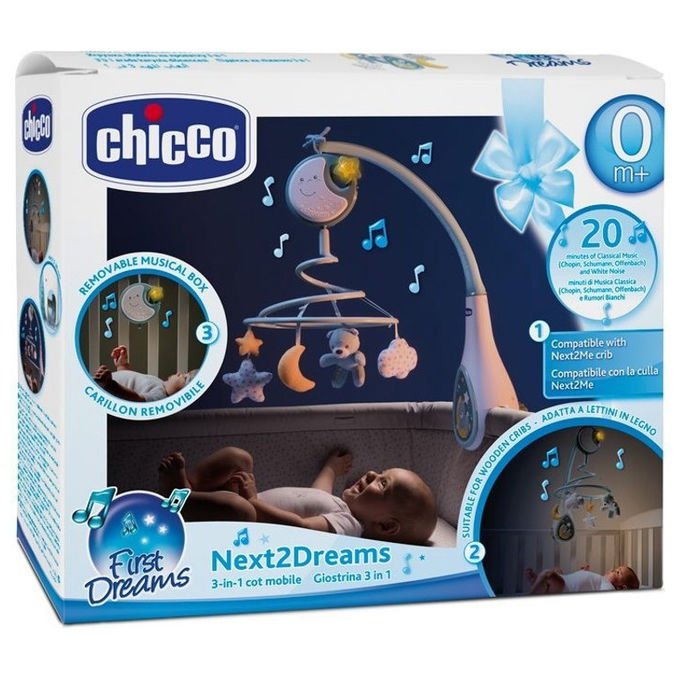 Chicco 07627-00 Next2Dreams Giostrina 2in1 Culla e Lettino con Musica e Luce Notturna colore Multicolore