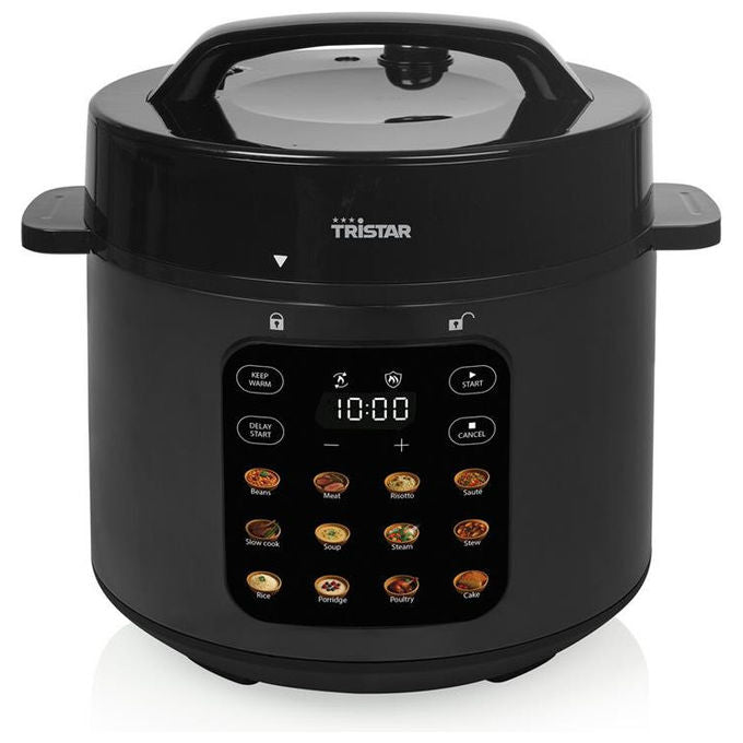 Tristar RK-6160 Pentola a Pressione Elettrica 6 L 1000 W 12 Programmi Display Touch Antiaderente PFAS e BPA Free