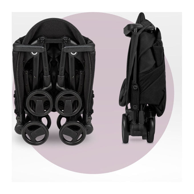 MoMi WOSP00033 Grace Passeggino da Viaggio Compatto Pieghevole telaio alluminio cinture 5 punti zaino incluso colore Nero