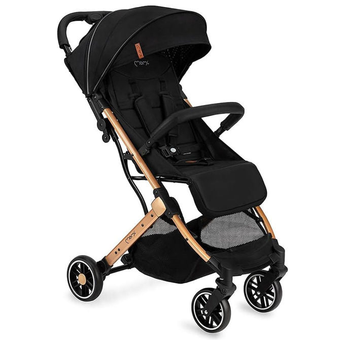 MoMi ESTELLE Passeggino Leggero pieghevole funzione trolley cinture 5 punti da 6 mesi fino a 15 Kg colore Nero