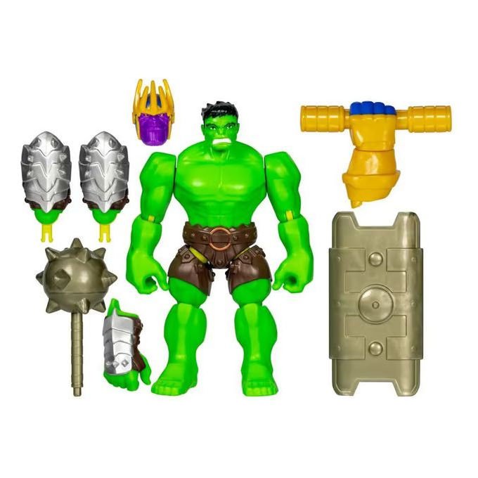 Hasbro F92705X0 Marvel MixMashers Action Figure Deluxe Hulk 12 cm 16 punti connessione 5 accessori colore Multicolore
