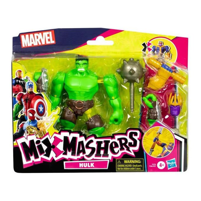 Hasbro F92705X0 Marvel MixMashers Action Figure Deluxe Hulk 12 cm 16 punti connessione 5 accessori colore Multicolore