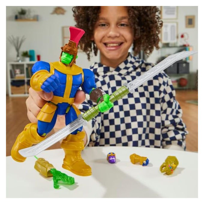 Hasbro F92705X0 Marvel MixMashers Action Figure Deluxe Hulk 12 cm 16 punti connessione 5 accessori colore Multicolore